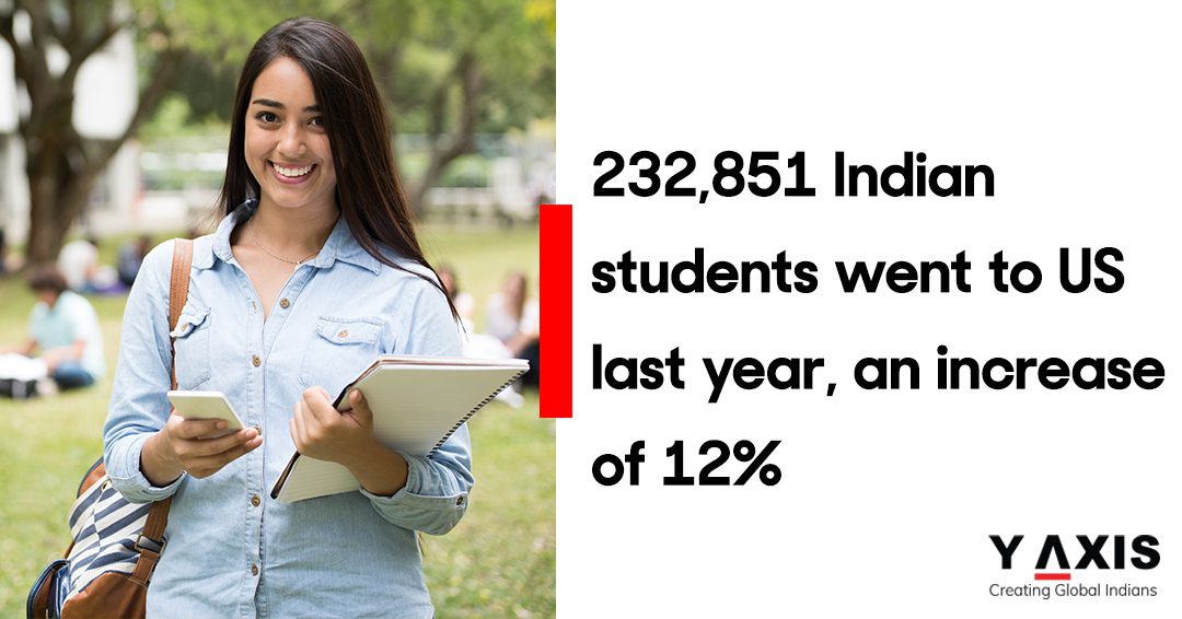 232,851 Indian students went to US last year, an increase of 12%