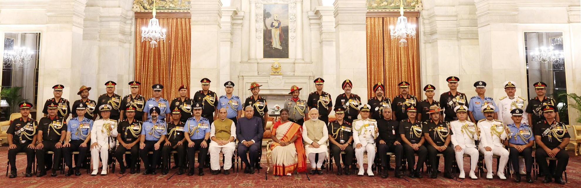 President of India, Droupadi Murmu, along with PM Narendra Modi attended the Defence Investiture Ceremony at Rashtrapati Bhavan, and presented the Distinguished Service Awards to military personnels for their extraordinary service to the nation.
