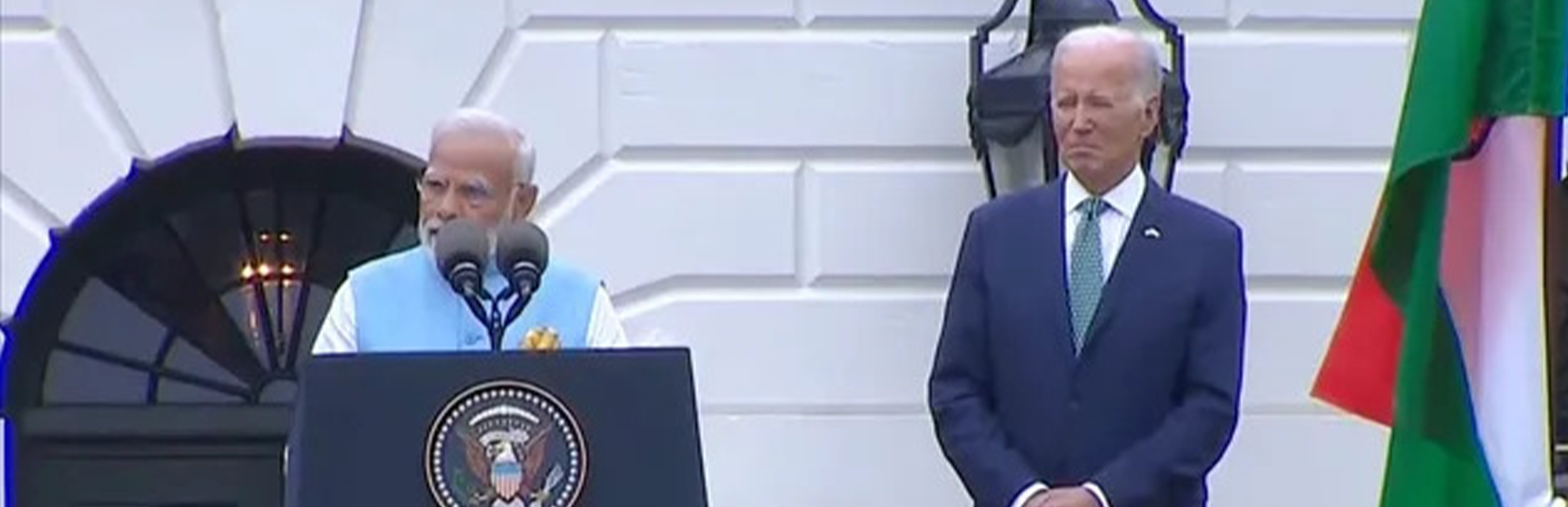 PM Modi speaks to people of diaspora during the ceremonial welcome at White House