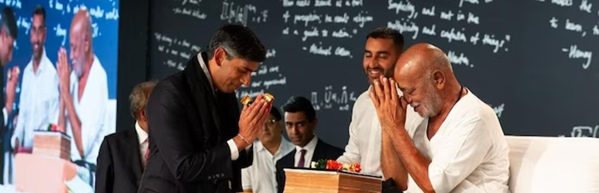 The Prime Minister of United Kingdom, Rishi Sunak, recently attended Morari Bapu's Ram Katha at the University of Cambridge. The first ever Hindu British PM, greeted everyone with "Jai Sia Ram".