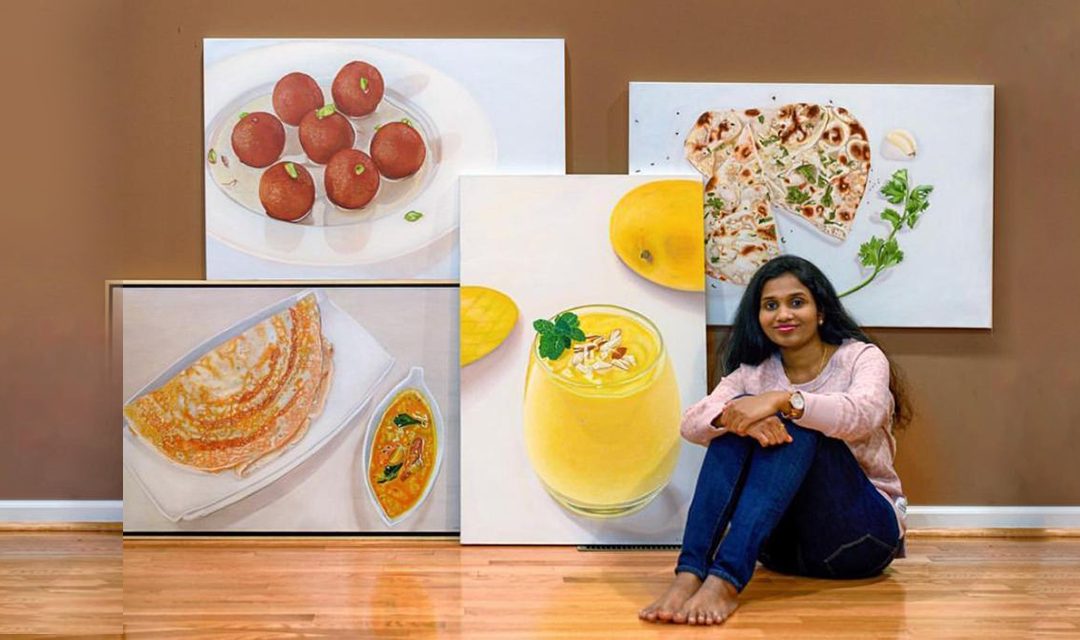 Artista TK Sarasvathy cria pinturas hiper realistas celebrando a culinária indiana