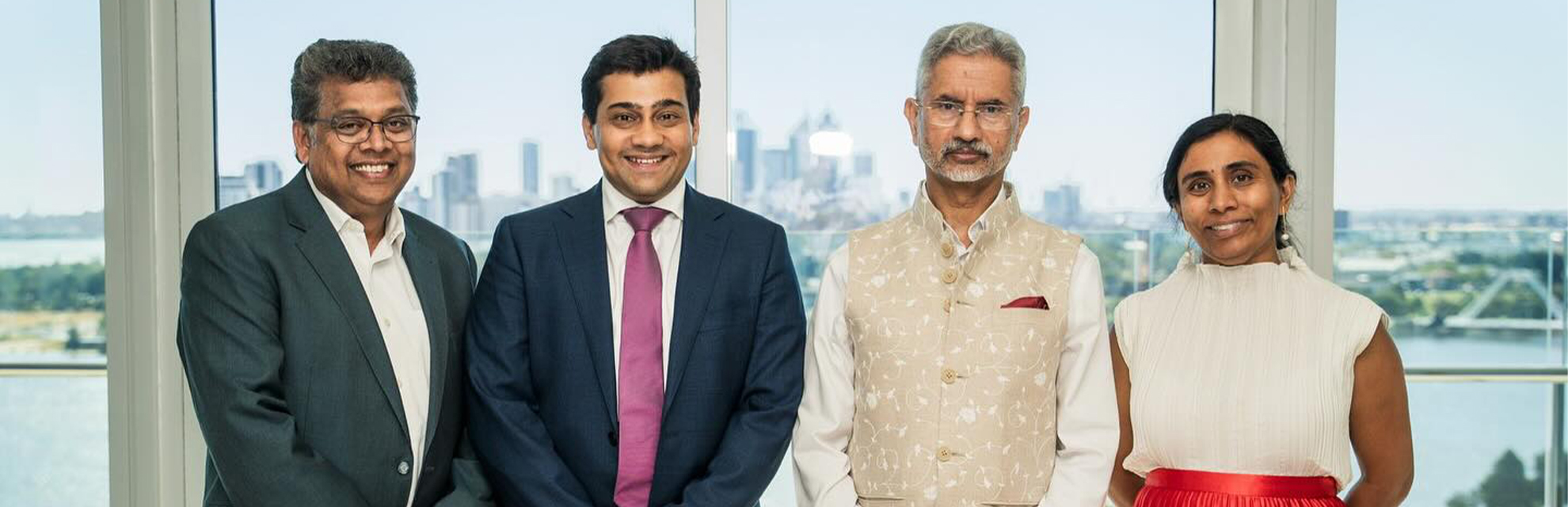 EAM Jaishankar with Indian origin Australian parliamentarians Zaneta Mascarenhas, Varun Ghosh and Dr Jagadish Krishnan during his visit to Australia