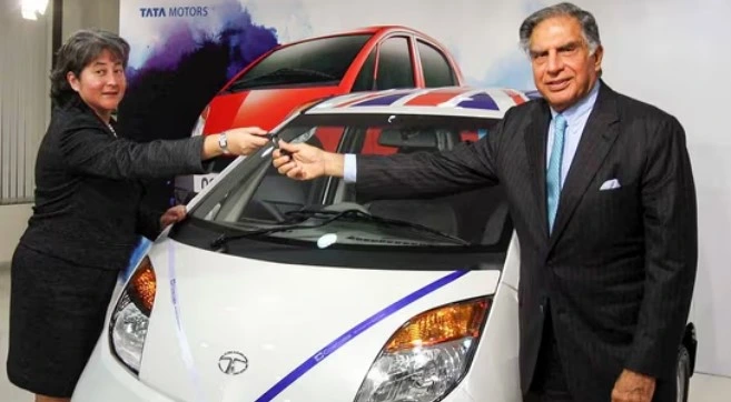 Ratan Tata gifted the Tata Nano car to Vicki Treadell, the British Deputy High Commissioner in Mumbai at the time, in 2009