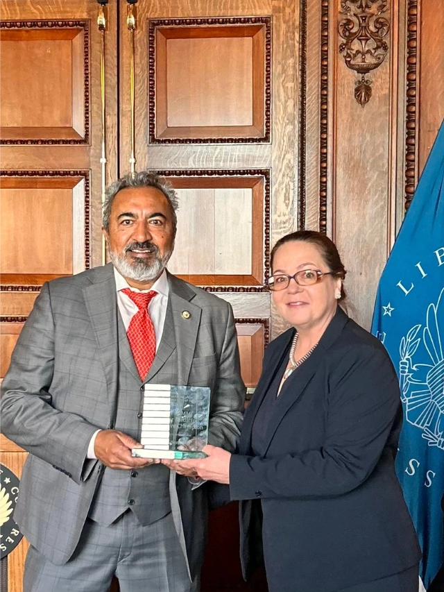 Indian American congressman Ami Bera received the 2025 Legislative Champion Award from SNMMI