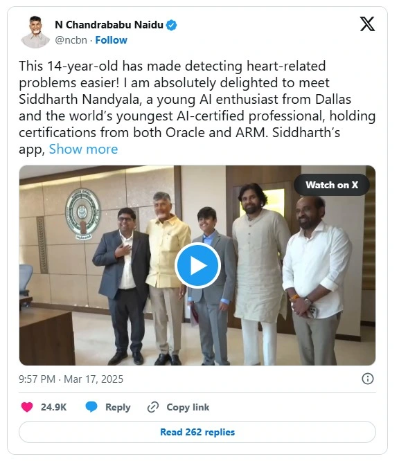 Siddharth Nandyala with Andhra CM and Deputy CM