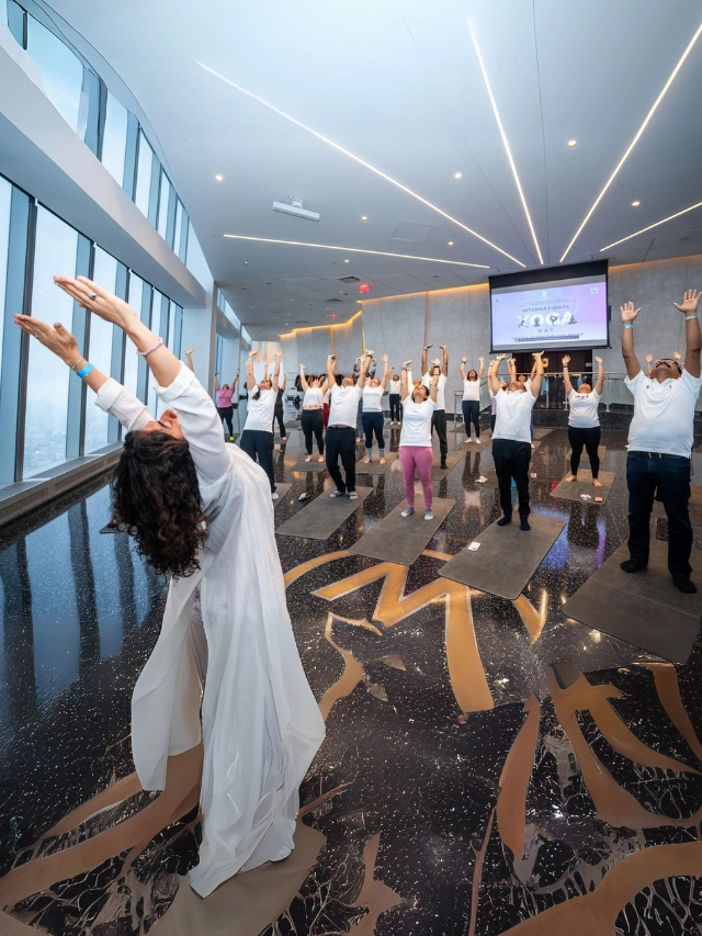 India marked the beginning of the Yoga Day countdown atop One World Trade Center, New York.