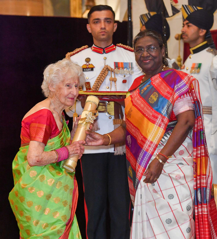 Charlotte Chopin received Padma Shri award in 2024 from President Droupadi Murmu