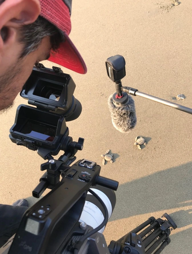 A film crew member at work