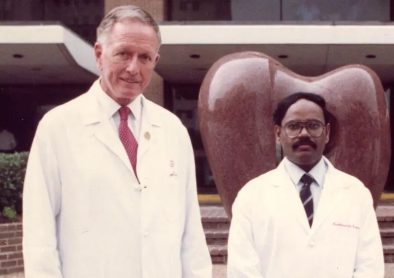 Dr Sajja with his mentor Prof. Denton Cooley