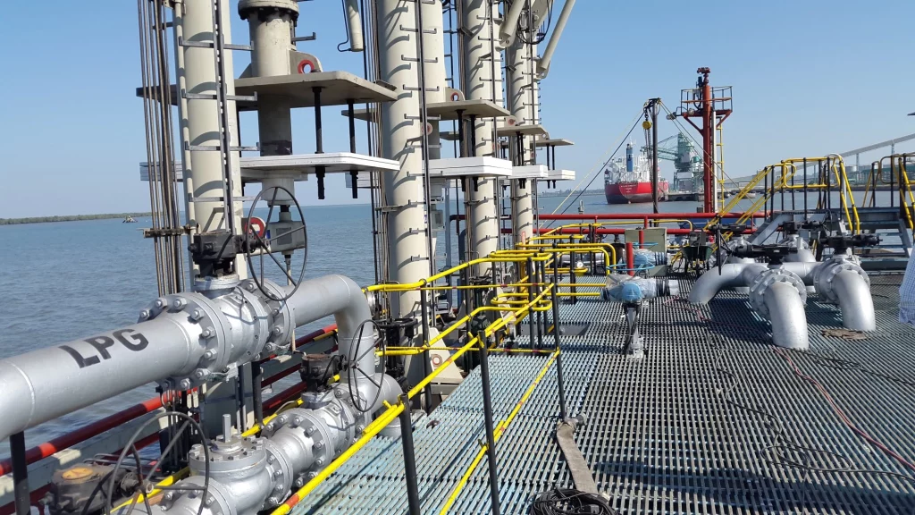 Oil jetty at Matola, the largest suburb of the Mozambique capital, Maputo