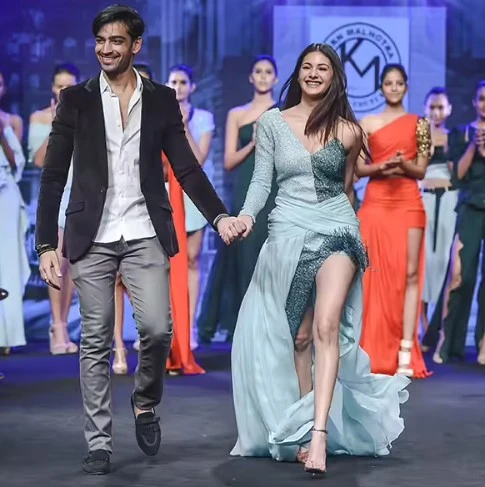 Karn Malhotra with actress Amyra Dastur at Lakme Fashion Week