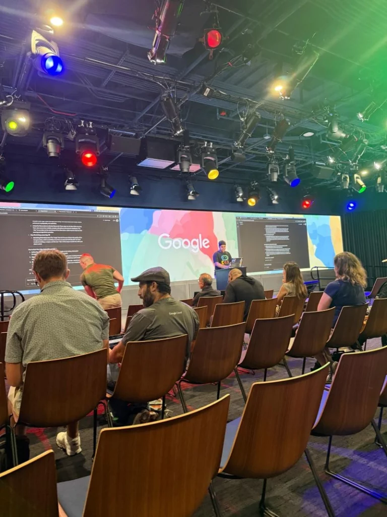 Suvaditya giving a talk on Build with AI at Los Angeles