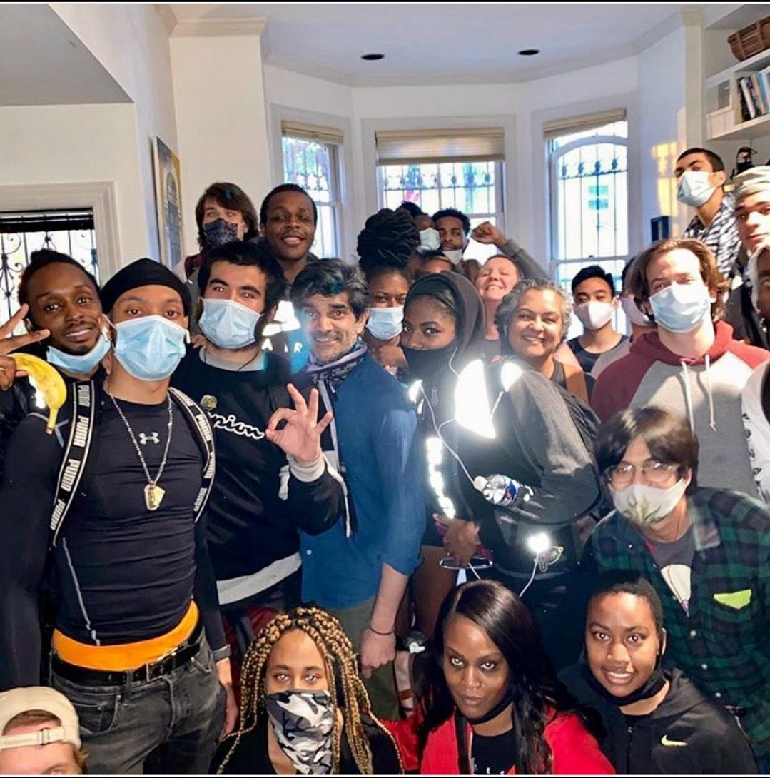 Rahul Dubey with his new friends at his home.