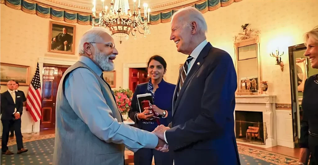 Modi with Biden and Gurdeep Kaur Chawla