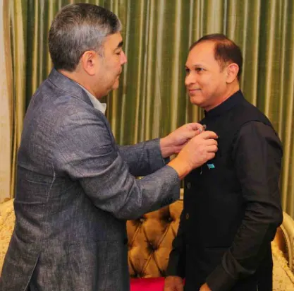 Nawab Mir Nasir Ali Khan receiving the Jubilee Medal by the Republic of Kazakhstan