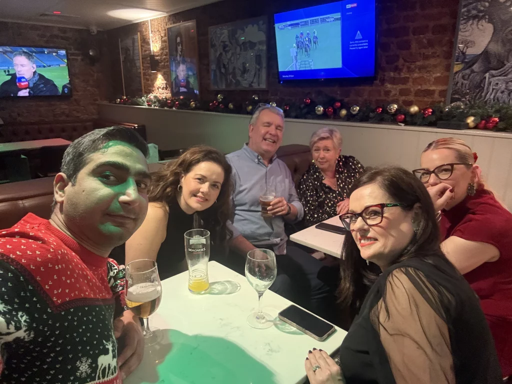 Sagar Kinger with friends in UK