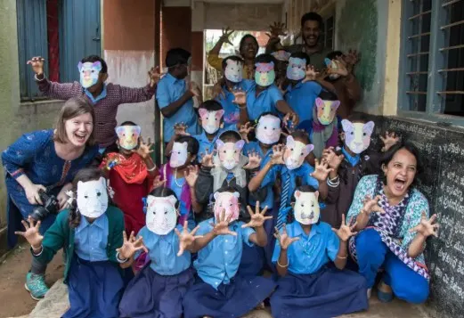 Krithi Karanth with Students