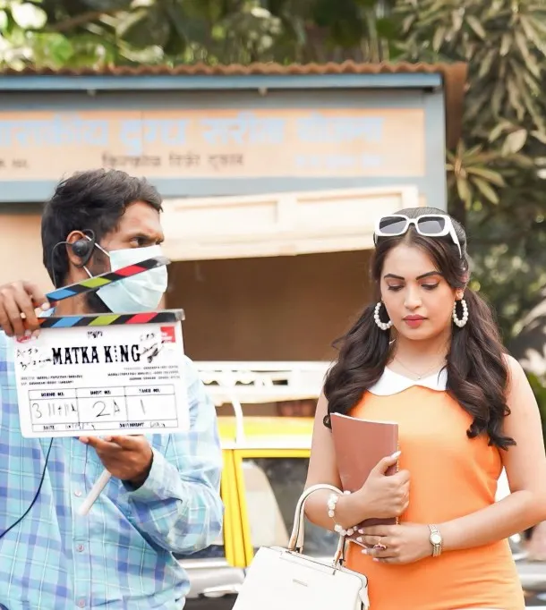 Simran Ashwini on the sets of Matka King