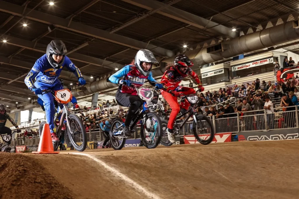 BMX racer Agasthi Chandrasekhar in a race
