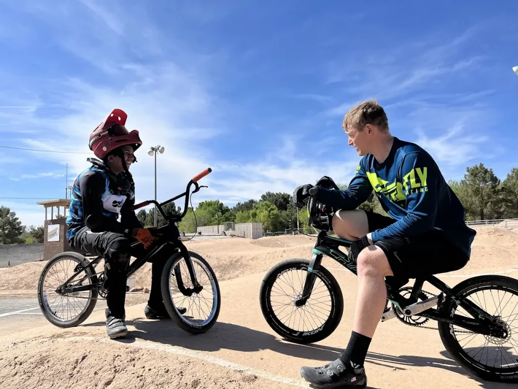 BMX racer Agasthi Chandrasekhar with Connor Fields