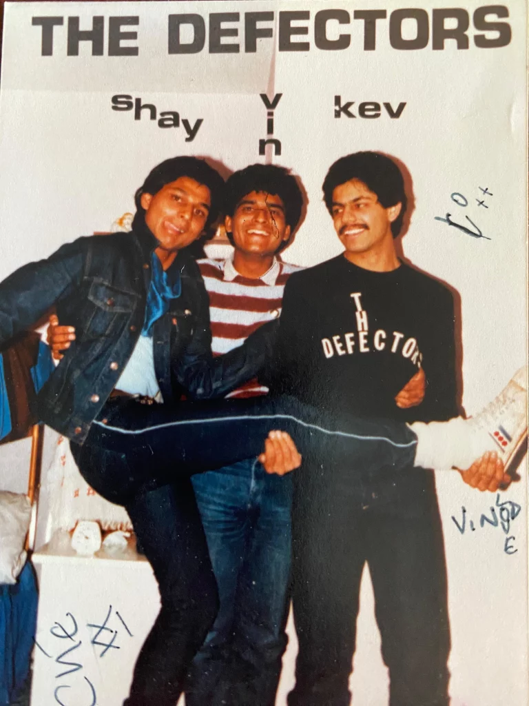 Vin (centre), as he is known, with members of UK's first Indian band The Defectors III