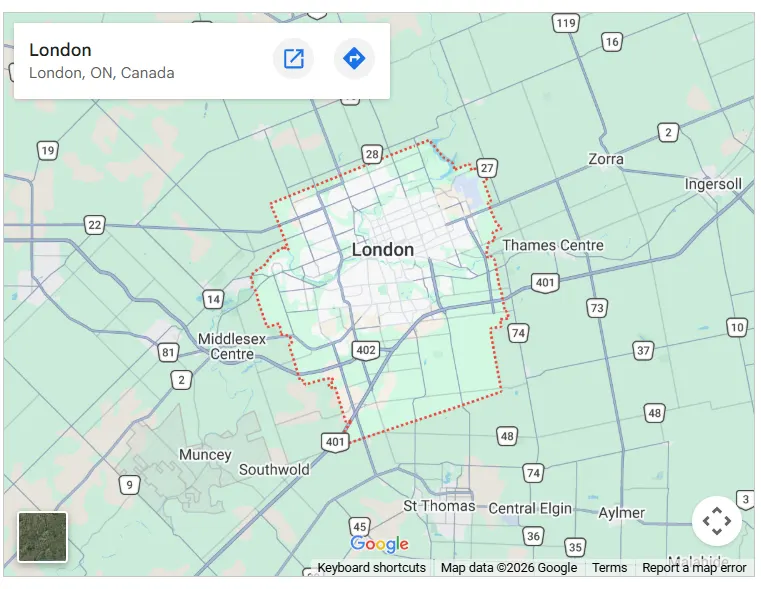 London, Ontario, Canada - Google Map