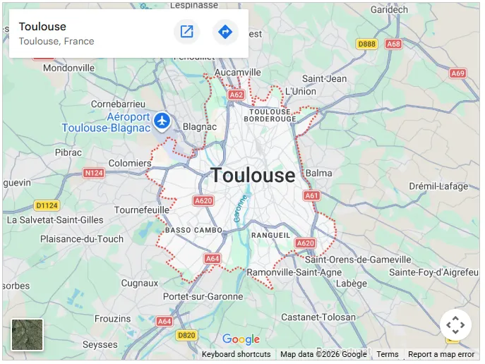 Map of Toulouse. France