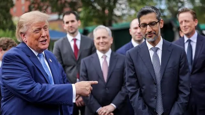 Trump with Sundar Pichai in an AI event